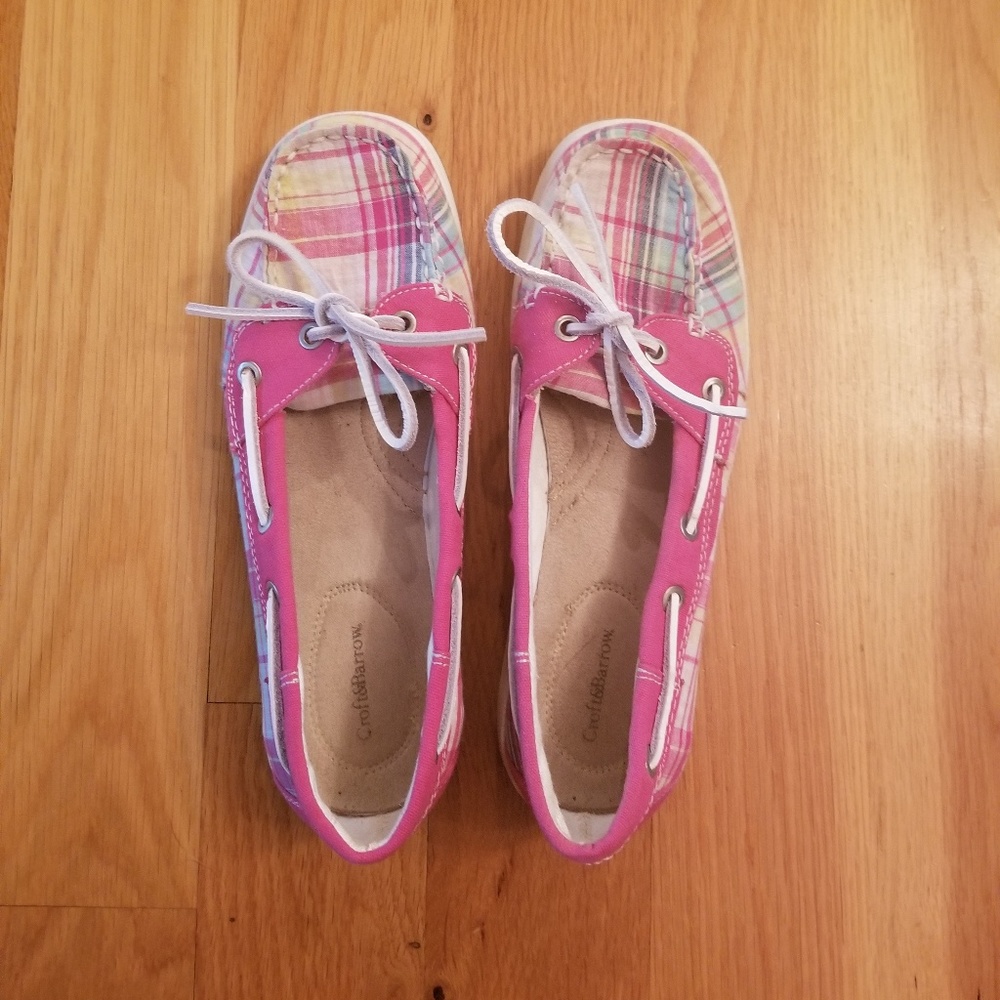 Pink Plaid Boat Shoes